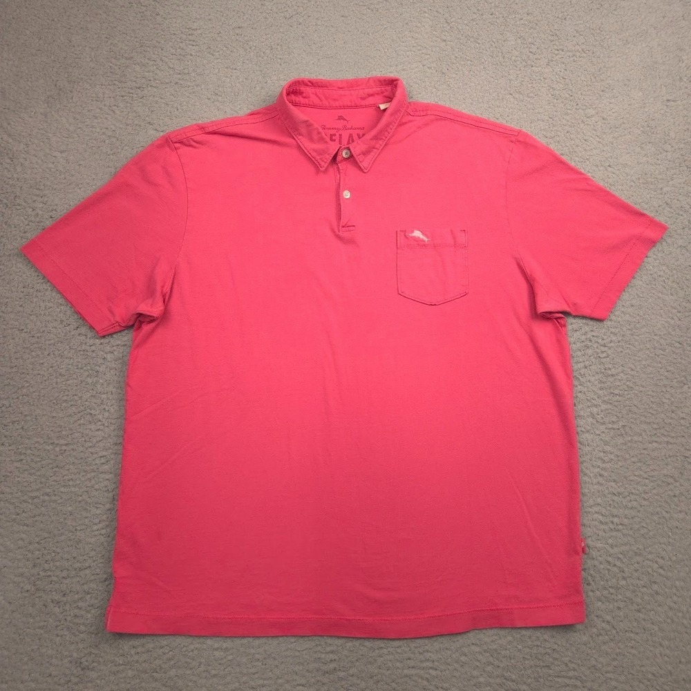 Tommy Bahama Polo Shirt Pima Cotton Mens XL Pink Short Sleeve‎ Casual Relax